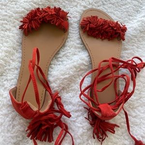 Forever21 red color aced up sandals. Size EU 36